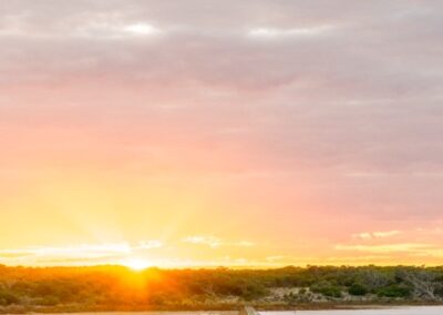 Sunrise over some salt lakes in the Coorong